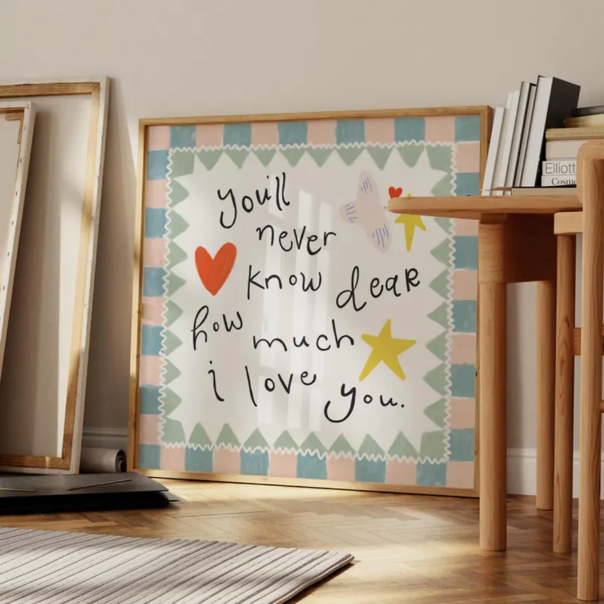 "لن تعرف أبدًا عزيزي كم أحبك" قماش يطبع المشارك الحديثة مجردة الفن يطبع غرفة نوم جدار ديكور فني للمنزل ملصق