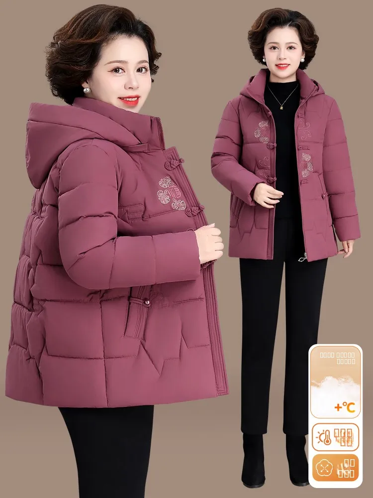 

Утепленная зимняя куртка для женщин среднего и старшего возраста: теплое хлопковое пальто с капюшоном, повседневное, на молнии