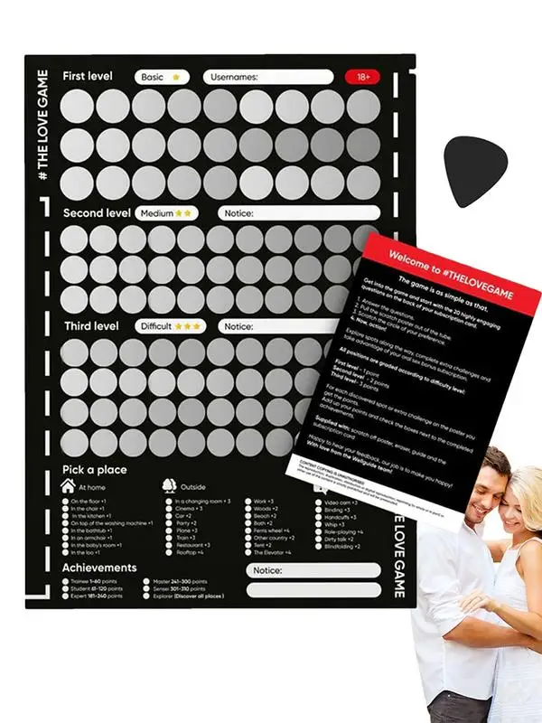 Hot Selling 100 Things To Do Between Couples Adventures Couple Game Bedtime Calendar Poster Couples Games 100 Dates List Bedroom