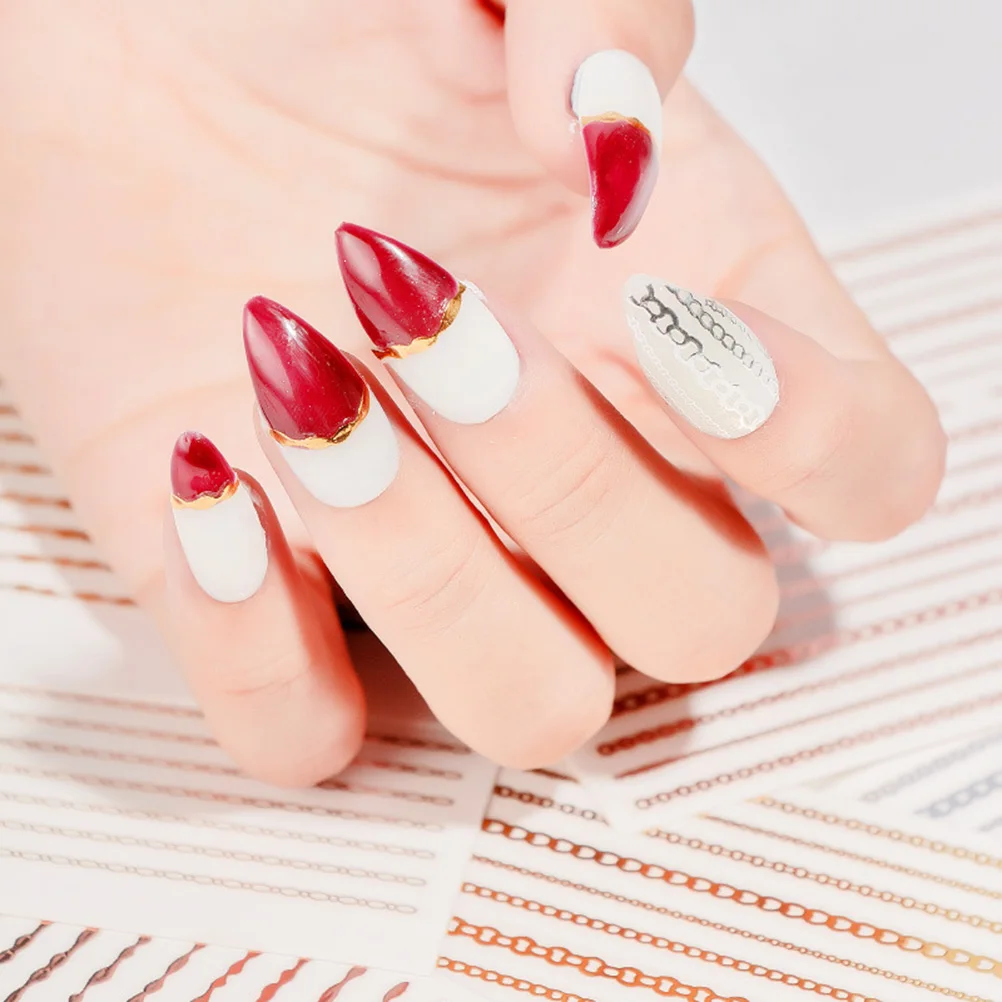 

5 Sheets 3D Nail Stickers Flexible Chain DIY Manicure Christmas Nail Art Decal Supplies Xmas Party Nails Decoration