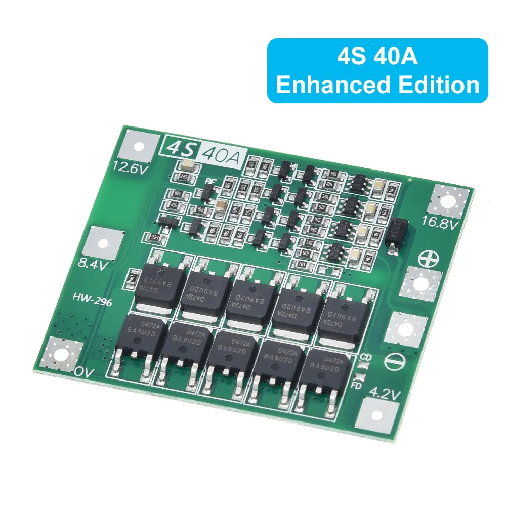 3S/4S 40A 60A Li-ion Lithium Battery Charger Protection Board 18650  BMS For Drill Motor 11.1V 12.6V/14.8V 16.8V Enhance/Balance