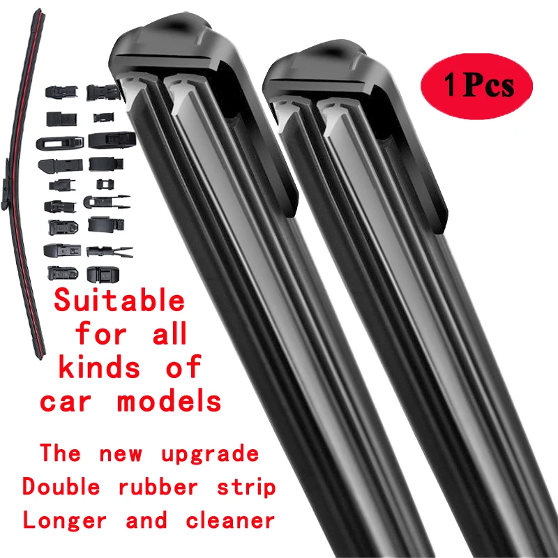 Car Windshield Wiper Blades Universal Soft Double Layer Rubber Frameless Bracketless Brushes Accessories Windscreen Window Front