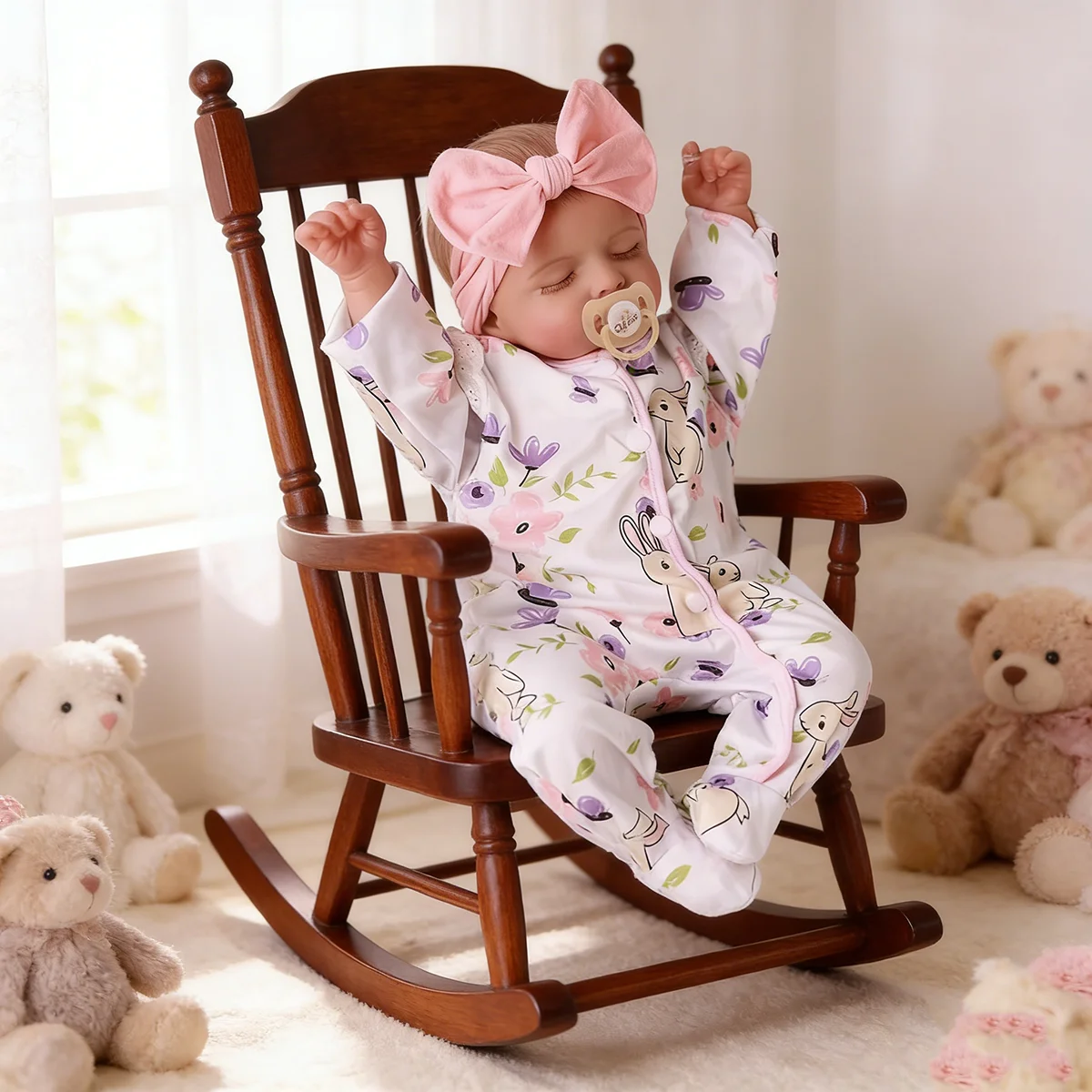 

Реалистичная кукла-реборн Розали, 45 см, спящая, с ручной росписью, видимыми венами, мягким тканевым телом, как новорожденный младенец