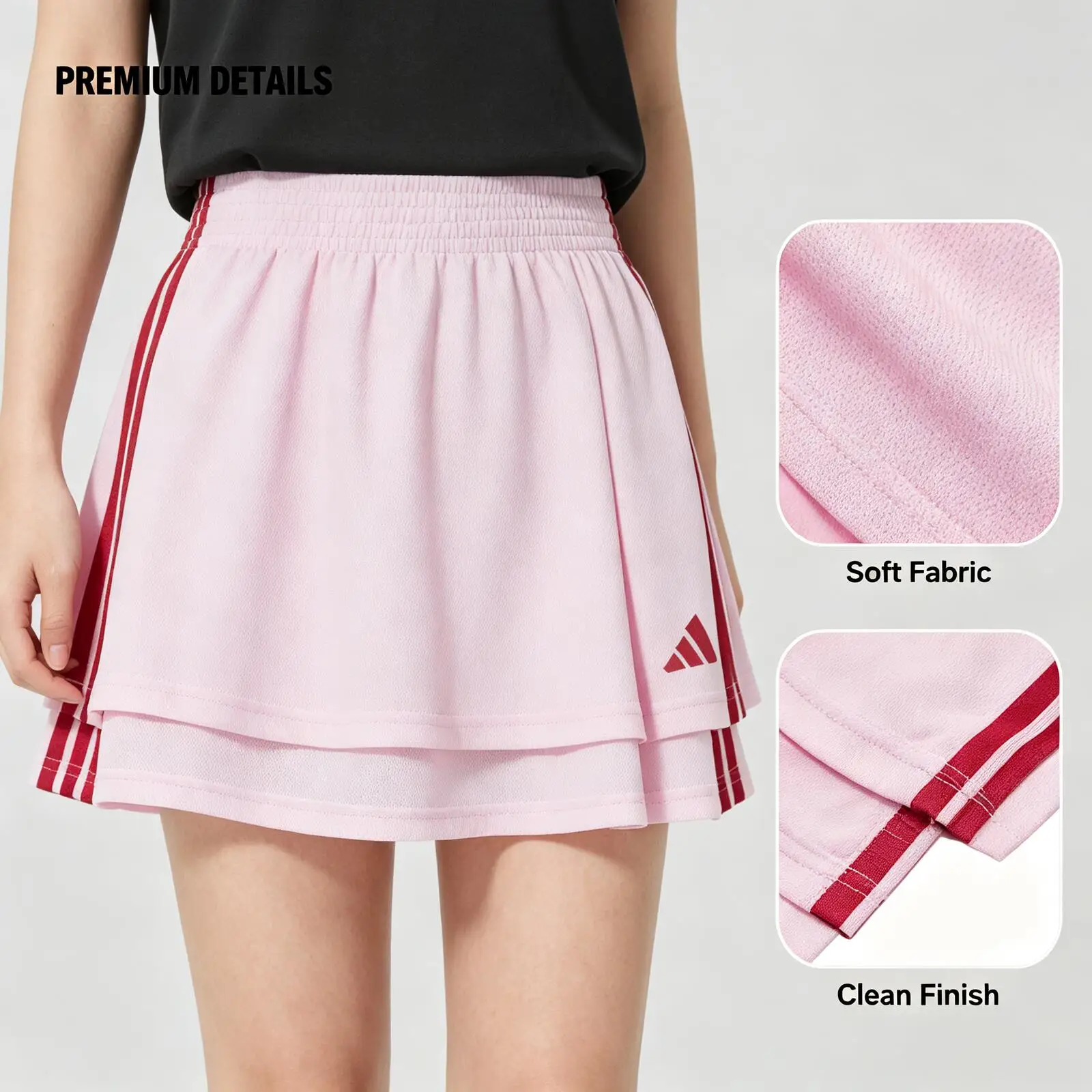 Adidas 2026 Hot Pink High Waist Sport Skirt Women Mini Active Skirt Soft Casual Daily Wear