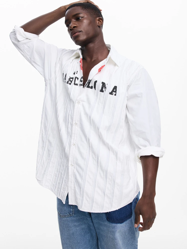 

Manna Pure Cotton Striped Patchwork Collar Long Sve irt Men's Loose Fit Vintage Sle Four Seasons Universal M irt