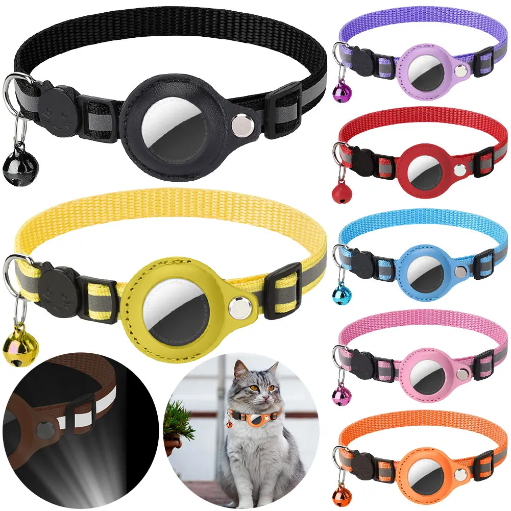 For Apple AirTag Pet Collar Safety Buckle Kitten Collar Adjustable GPS Tracker Holder for Cat Kitten