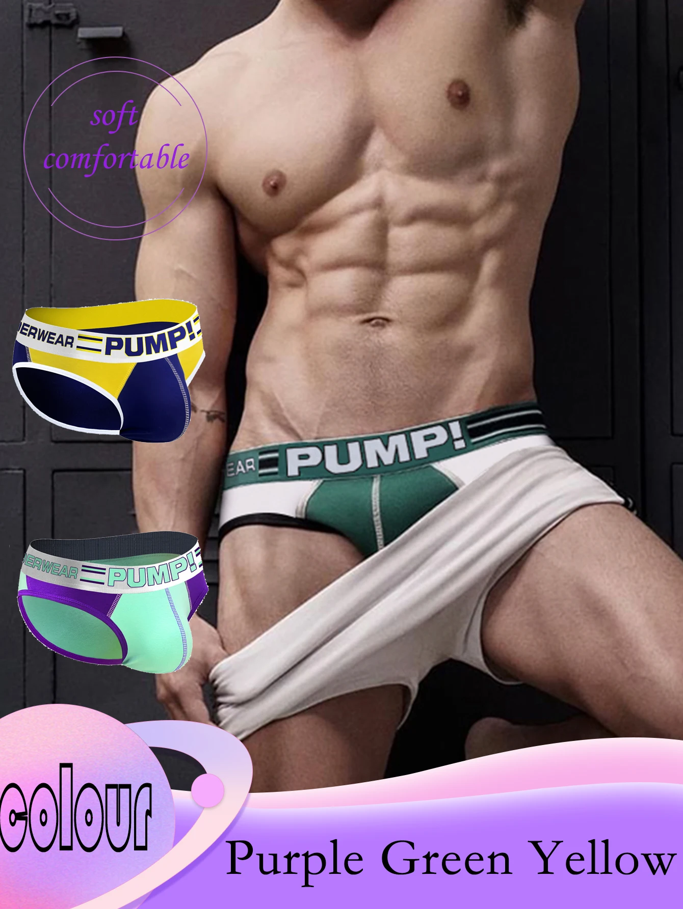 

3 шт. разноцветное мужское нижнее белье, спортивный стиль, хлопковые удобные дышащие молодежные трусы, сексуальные трендовые мужские трусы, трусики