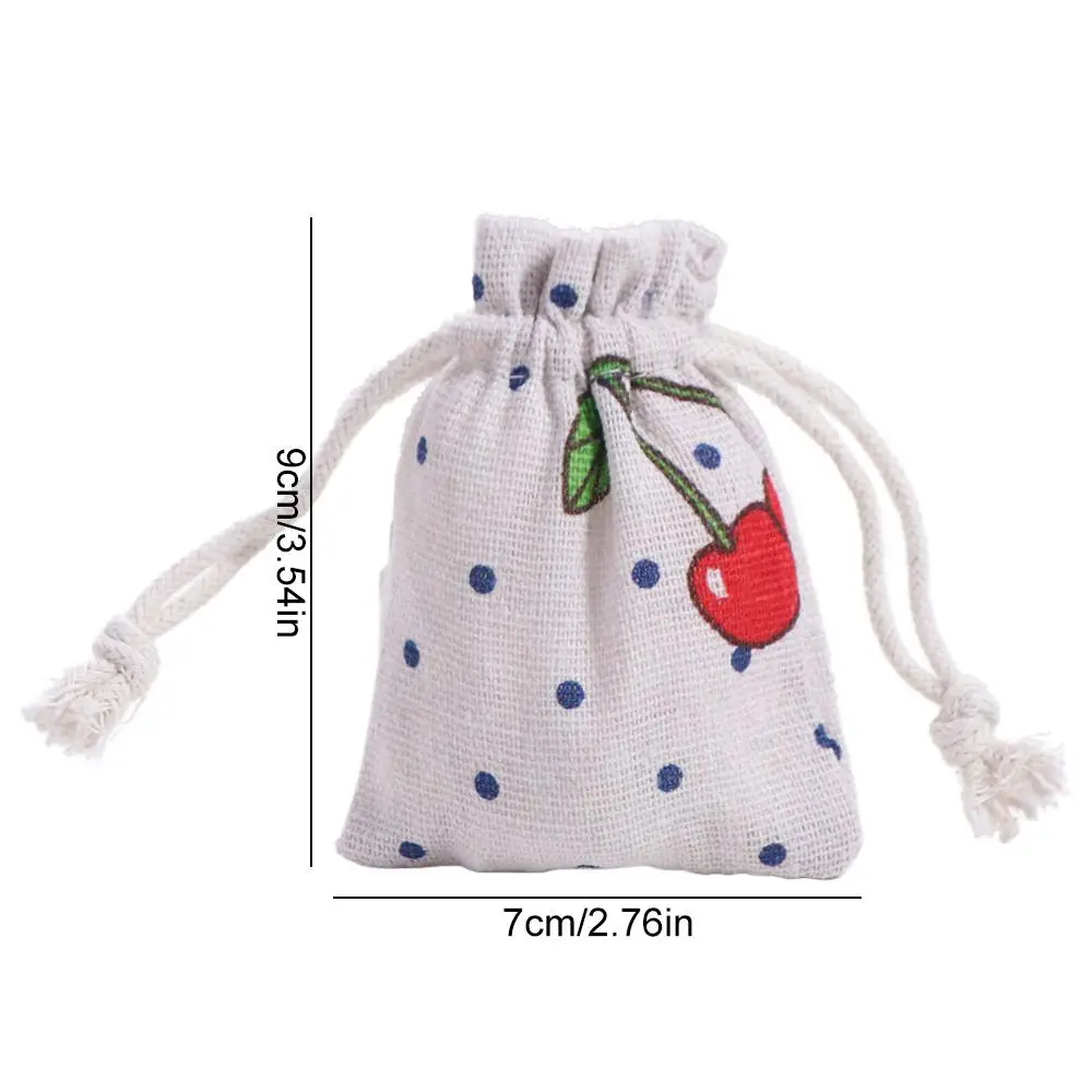 Multi-functional Mini Drawstring Linen Pouch Cartoon Sachet Packaging Coin Purse Pineapple Flower Jewelry Storage Bag Gift Bag