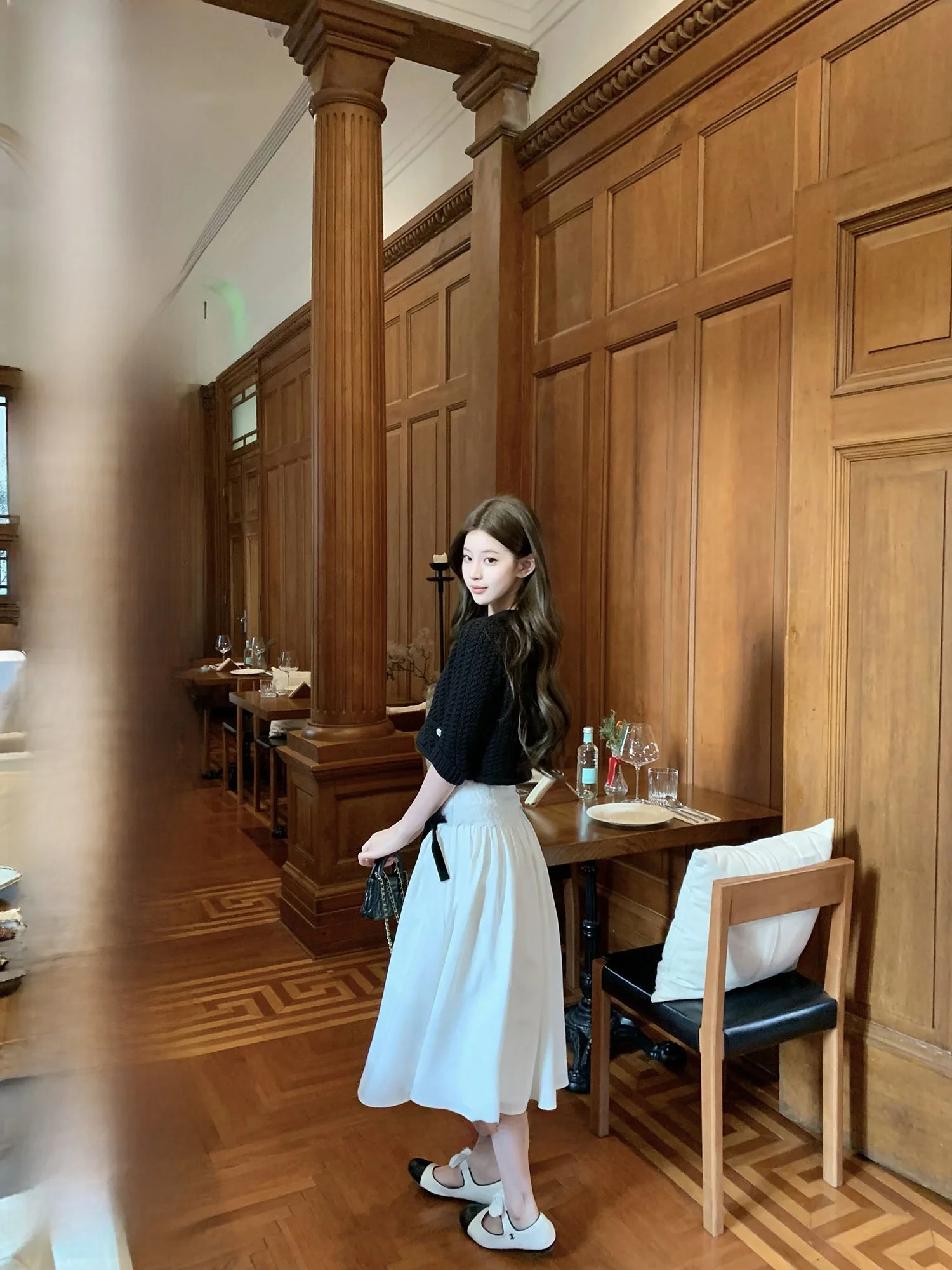 

Original Wuuus round Dance Original Small Fraance Lace Waist f Skirt Women's White Pleated Cake Skirt Long Version