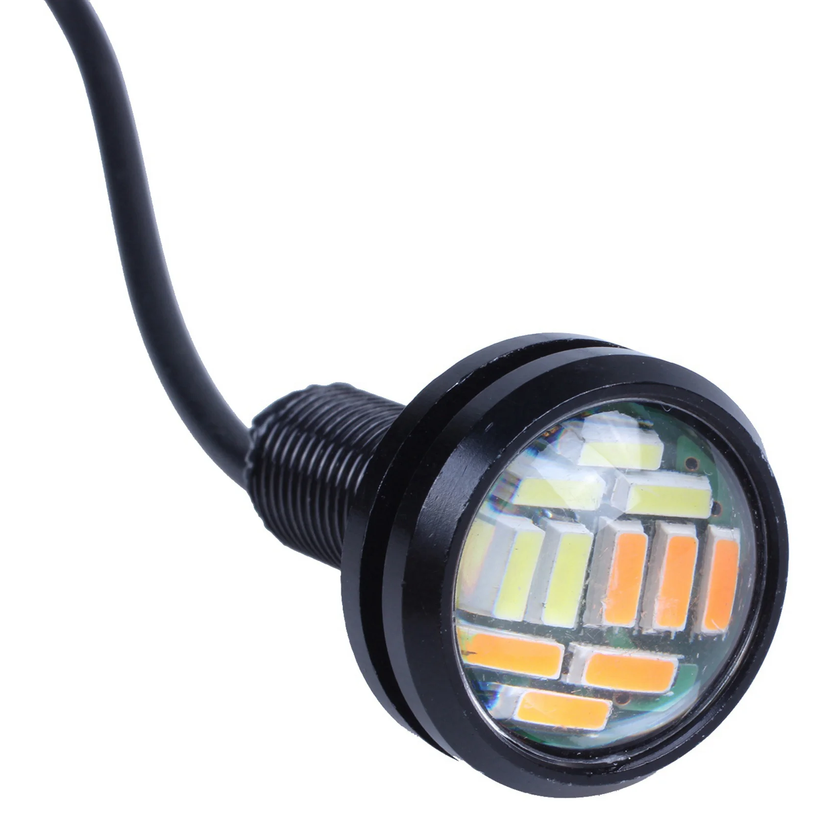 M93K-8 Pcs 12V 23Mm Dual Color Switchback 4014 12 LED DRL Eagle Eye Daytime Light