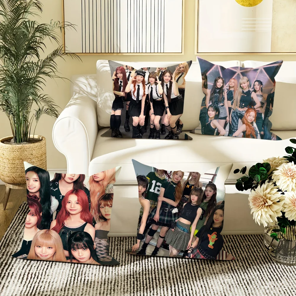 

Music group U-UNIS Pillow Case Square Double-Sided Printing Short Plush Sofa Cushion Cover Bedroom Bedside