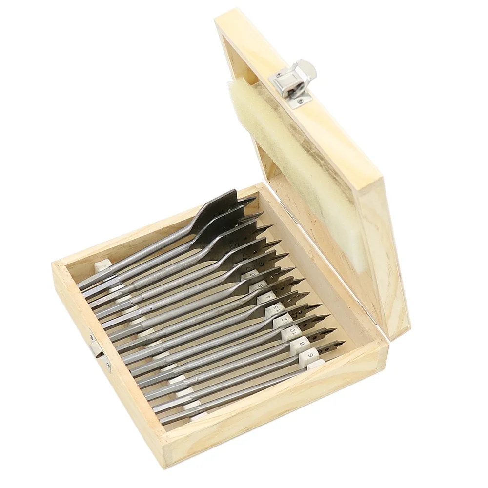 Set mata bor Spade datar pekerjaan kayu, alat pemotong Shank Hex 1/4 "13 buah 6-35mm
