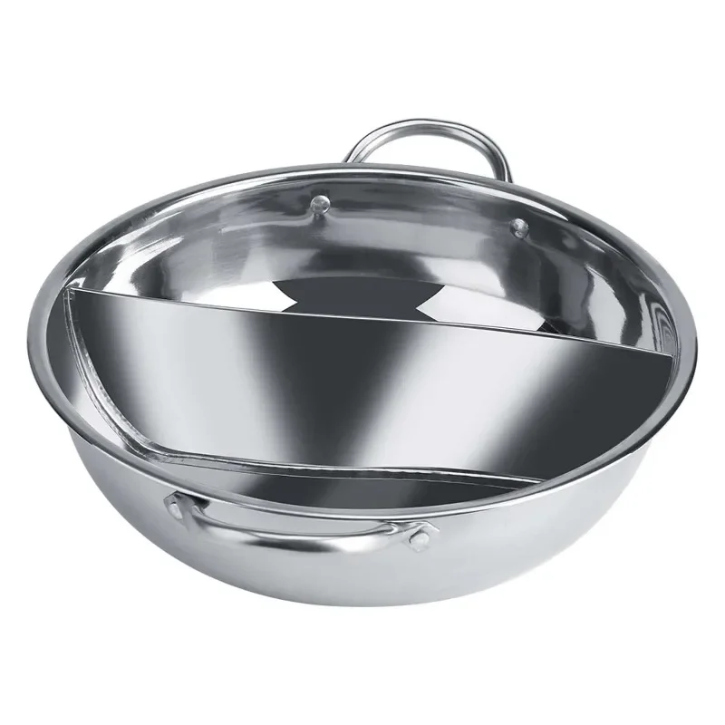 

Double Flavor Hot Pot 27cm 29cm 31cm Thick Stainless Steel Chinese Hot Pot for Induction Cooker Home Kitchen Supplies