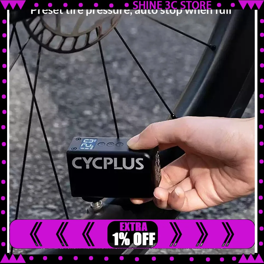 CYCPLUS AS2 Pro Mini Electric Bicycle Pump LED Display Portable High Pressure Tire Inflator