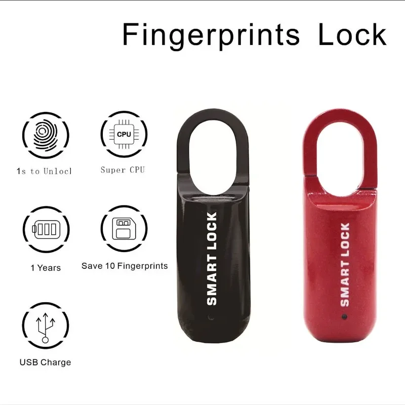 Mini Fingerprint Padlock Smart Touch Fingerprint Door Lock USB Keyless Anti Theft Lock for Travel Case Drawer Cabinet Lock