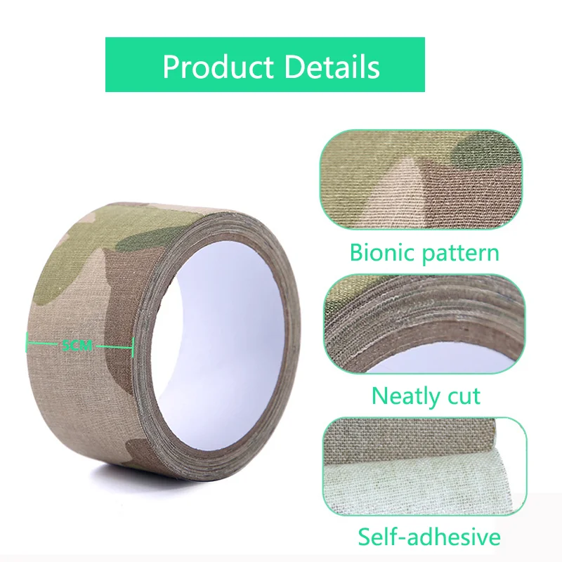 5M/10M Multi-functional Camo Tape Self-adhesive Camouflage Hunting Paintball Airsoft Rifle Waterproof Non-Slip Stealth Tape