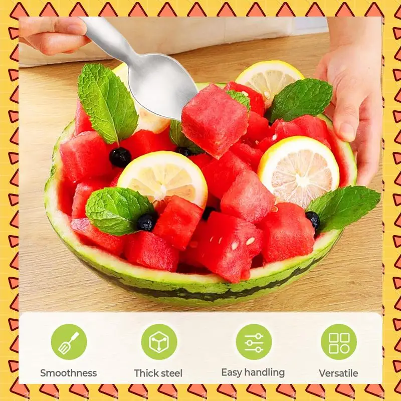 A008 2 In 1 Stainless Steel Fruit Cutter Portable Fruit Cutter Camping Kitchen Gadgets (4 Pieces)
