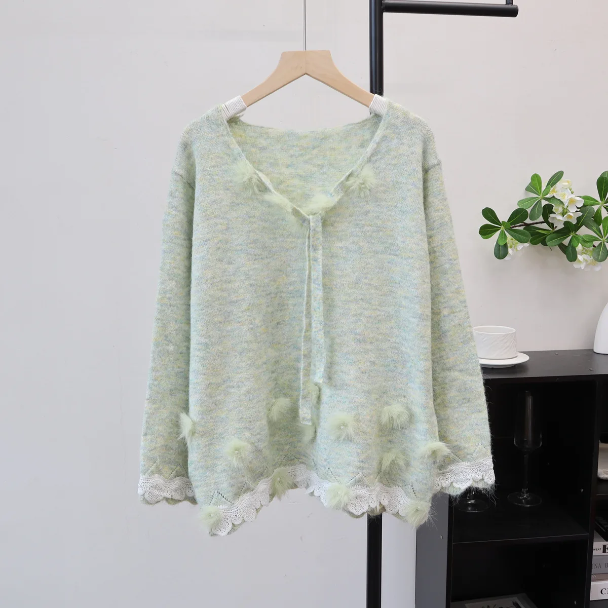 بلوفرات نسائية محبوكة بياقة على شكل V وأكمام طويلة Y2k ملابس خروج أنيقة متماسكة غير رسمية فضفاضة لخريف وشتاء 2025