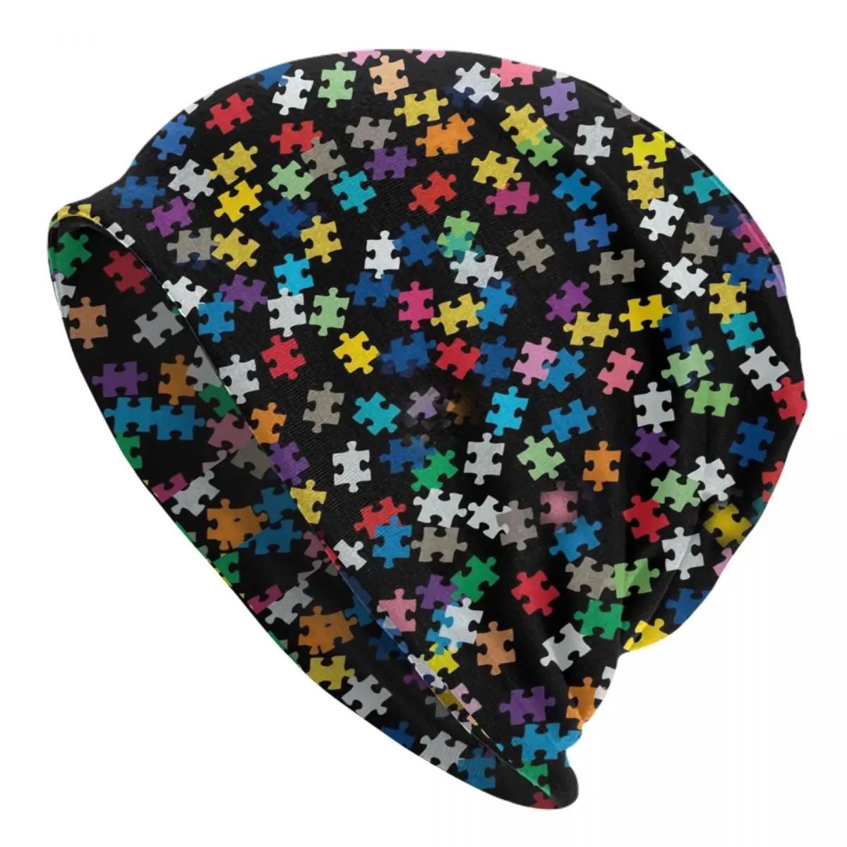 Autism Awareness Puzzle Pattern Bonnet Hats Hip Hop Outdoor Skullies Beanies Hats Unisex Warm Dual-use Cap