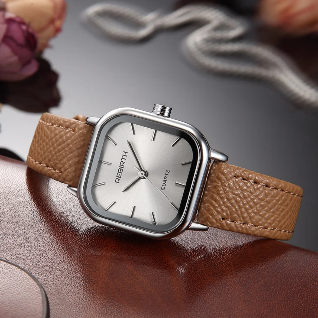 REBÊNCIA 2045L Moda Mostrador Quadrado Relógios Femininos Casual Pulseira de Couro Relógio de Pulso de Quartzo Reloj Mujer سا experien 