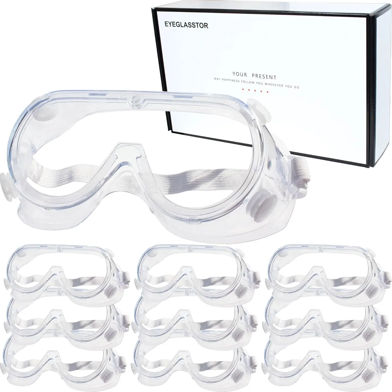 

10 Pack Safety Goggles for Lab Chemistry Soft Lightweight Over Glasses Anti-Splash Worker Construction Eye Protection Science