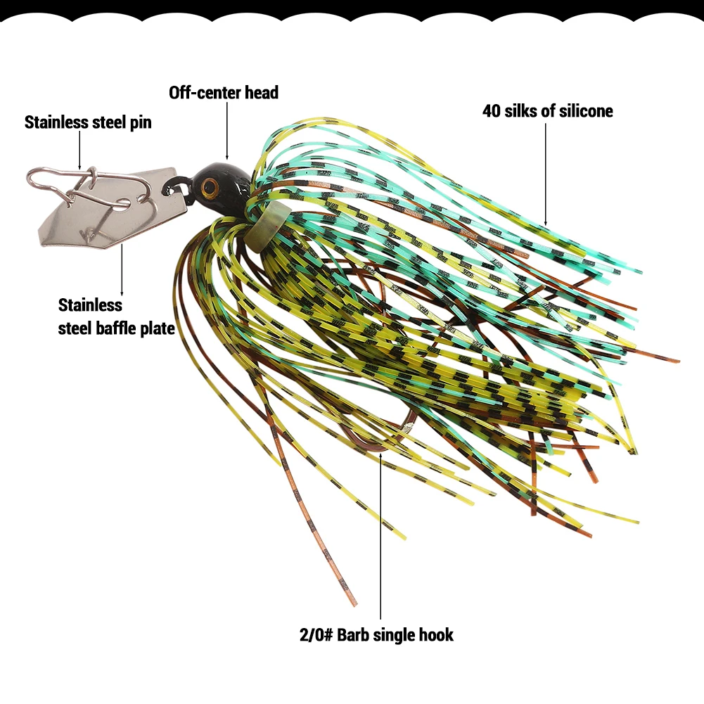 Swim Jig Tassel Rotating Bait Bucktail Jig Lure Hair Jig Strong Sharp Hooks Compound Rotating Sequin Bait for Fishing