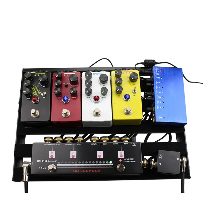 MOSKY Gitarreneffektpedal für E-Gitarrenbass – 4 x 4 LOOP BOX-Effektcontroller mit 16 Programmieroptionen – N33R