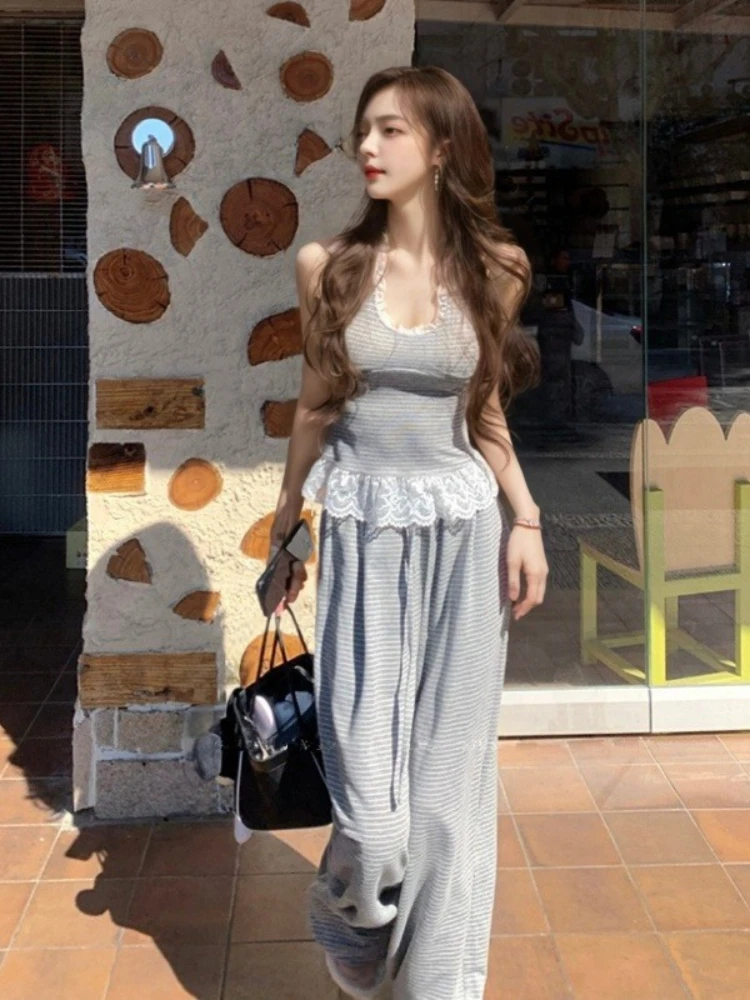 

Ladies Trouser Top and Clothing Trend 2025 Wholesale Bulk Casual Elegant with Sleeve Full Women's Pants Two Piece Set High Waist