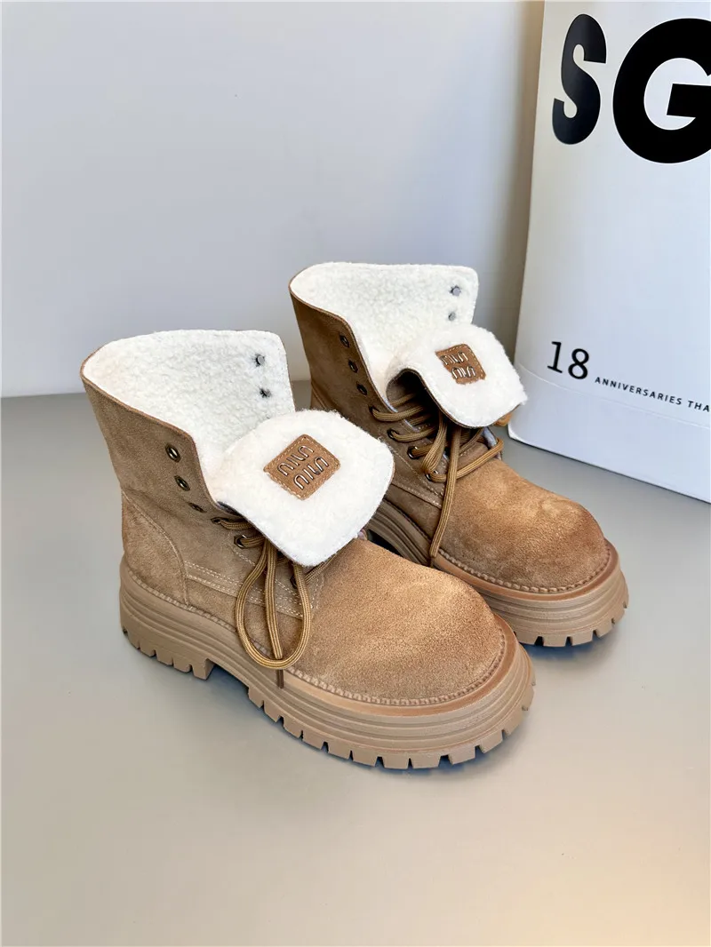 Fall New Thick Soles With British Style Boots Sweet Cool Little Boots Platform Shoes Winter Cotton Shoes Short Boots Snow Boots