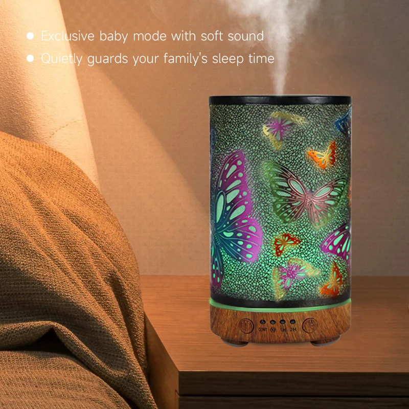 Iron Essential Oils Diffuser 100ML Aromatherapy Diffuser Cool Mist Humidifier with Waterless Auto Off Air Diffusers(Butterfly)