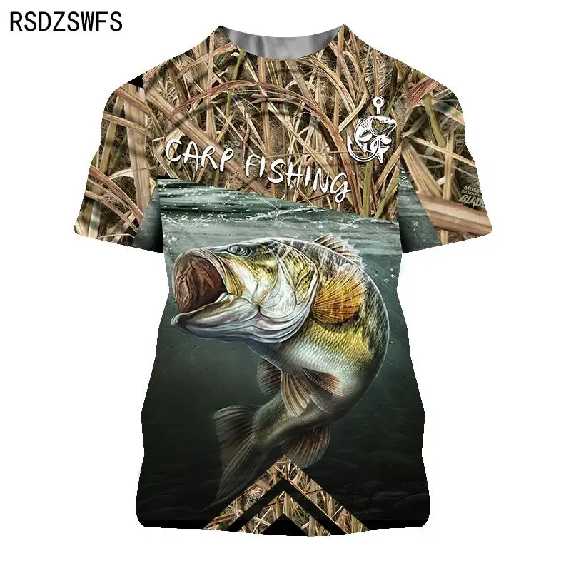 Summer 3D Printed Carp Fish Pattern Men Women Casual T-Shirt Fashion Trend Outdoor Fishing Hip Hop Short Sleeve Breathable Tops