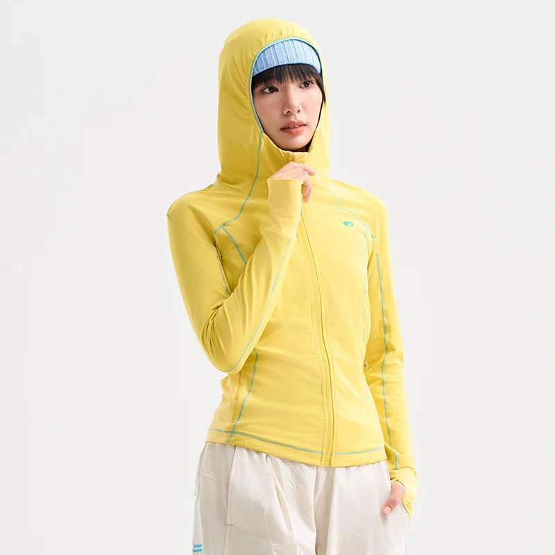 Spring Autumn Outdoor Tight Training Hood Jacket Women Yoga Elasticity Jogging Cycling Slim Fit Sports Hooded Jacket Female Coat