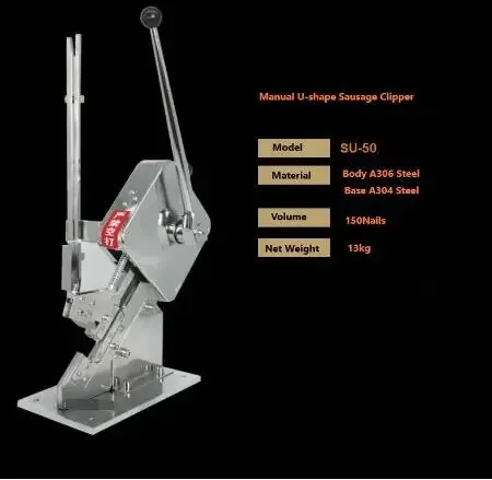 Manual U-shape Sausage Clipper Clipping Machine Maker Supermarket Tightening Machine No leakage of air & water