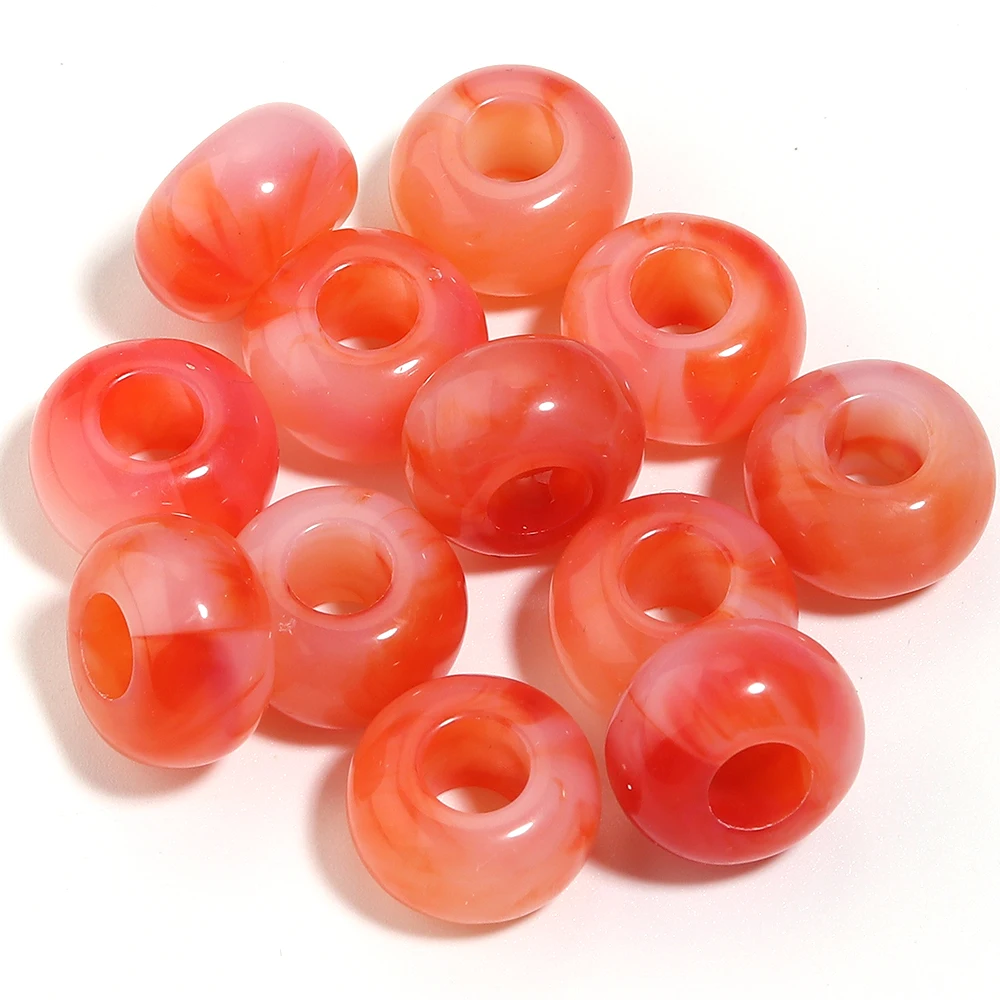 30 Stück 14mm Acryl-Perlen mit großem Loch, farbige lose Spacer-Perlen für DIY-Halsketten, Armbänder, Ohrringe und Schmuckherstellungszubehör – Detail 6