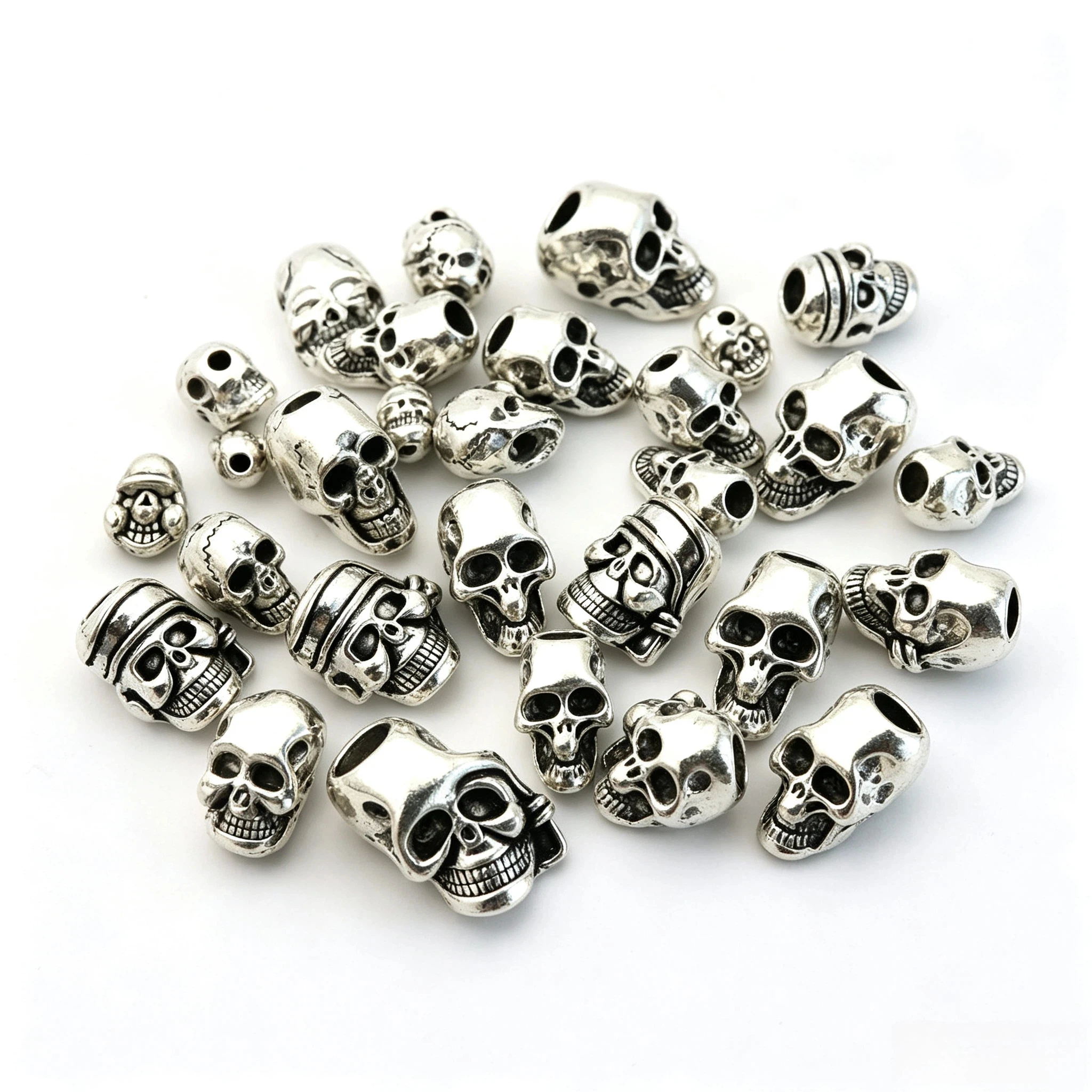 20 Stück/Packung tibetische silberne Totenkopf-Metallperlen für Schmuckherstellung, handgefertigte Armbänder, Halsketten, Schmuckzubehör – Detail 10