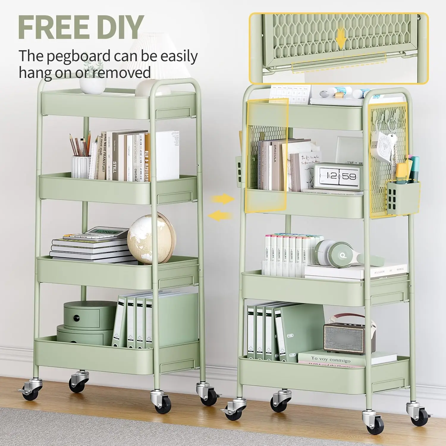 Rolling Cart with Bins in a Kitchen Setting