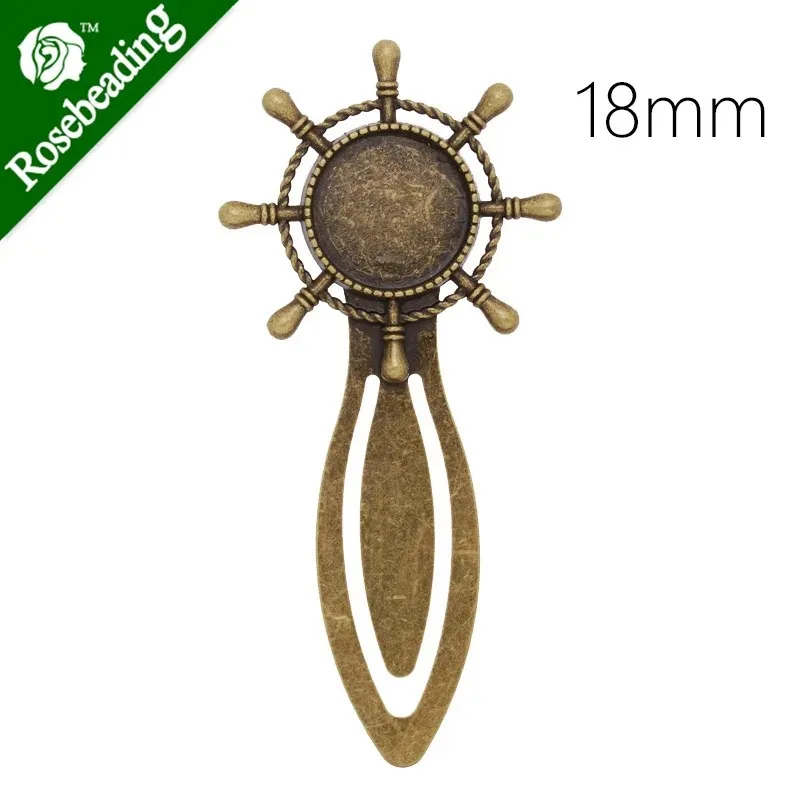 

10pcs Vintage Antiqued Bronze wheel Bookmark with 18mm Round Bezel,length:83mm for jewelry DIY-C4238