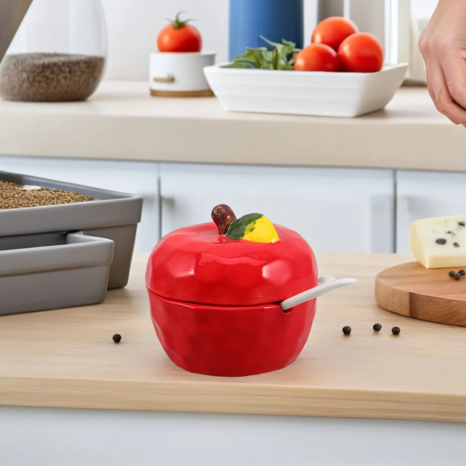 Juego de Recipientes de Cerámica Creativos para Condimentos, Sal, Pimienta y Especias, Organizador de Cocina, Mini Dispensador de Especias con Cuchara