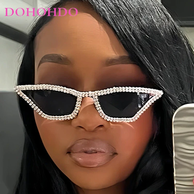 

Trendy Design Rhinestone Decorate Cat Eye Summer Women Sunglasses Luxury Brand Men Sun Glasses Travel Party Shades UV400 Lentes