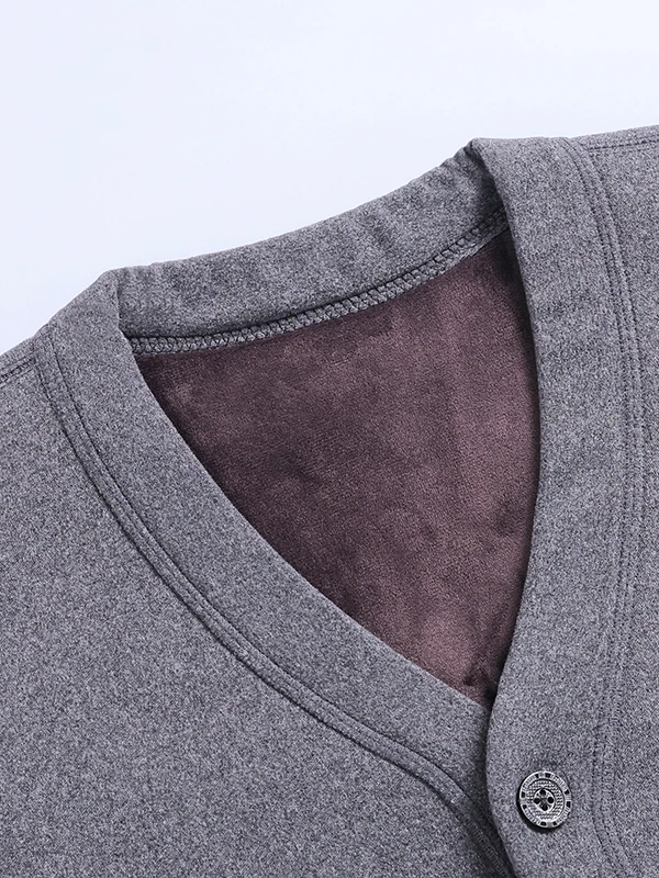 

Thiened Fce Men's Cardigan Cotton Jaet Warm Large Size V-ne Color German Velvet Winter Outerwear for Middle-ag...