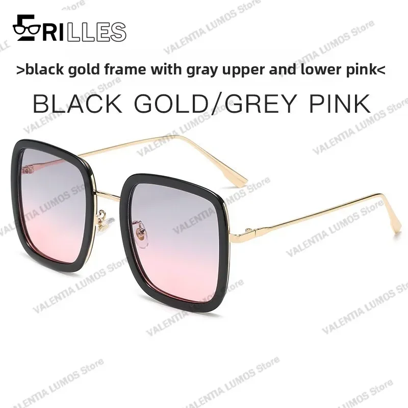 Nuevas gafas de sol cuadradas coreanas - Marco grande UV400 Anti-UV Trendy Street Style Influencer Diseño único y elegante para mujeres y hombres