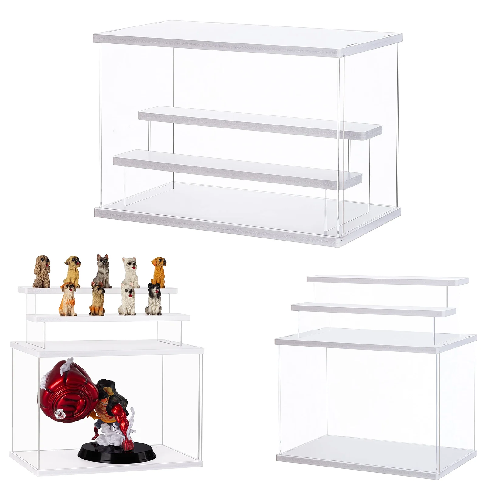 

Acrylic Display Case, Storage Box Cube with Removable Ladder Shelves Dustproof Protection Showcase for Figure Toys Collectibles