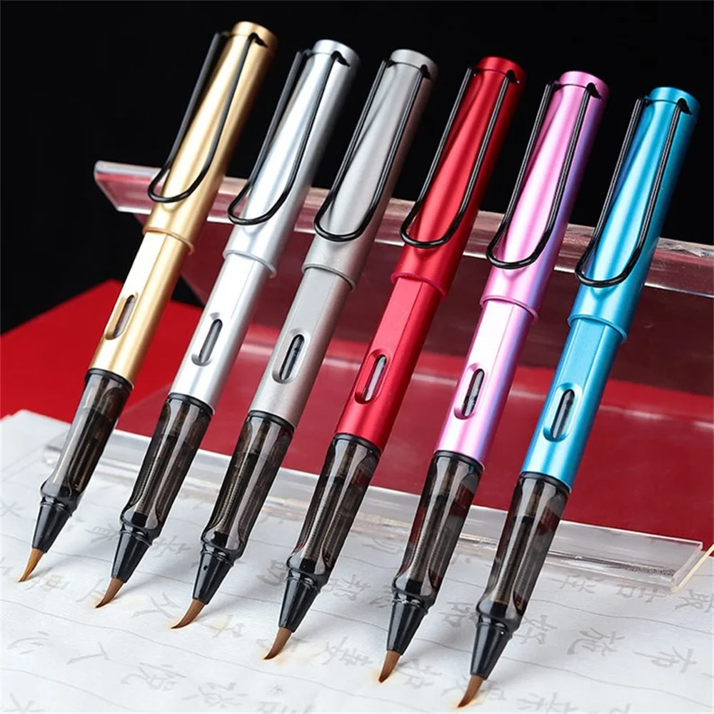 Metal Color Soft Hair Calligraphy Writing Watercolor Brush Student Painting Tool School Office Supply Promotion Stationery Gift