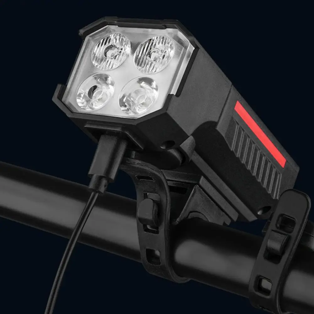 2 in 1 Smart Bicycle Light & High-decibel Horn Light-sensing Intelligent Lighting USB Solar Rechargeable Bike Headlight
