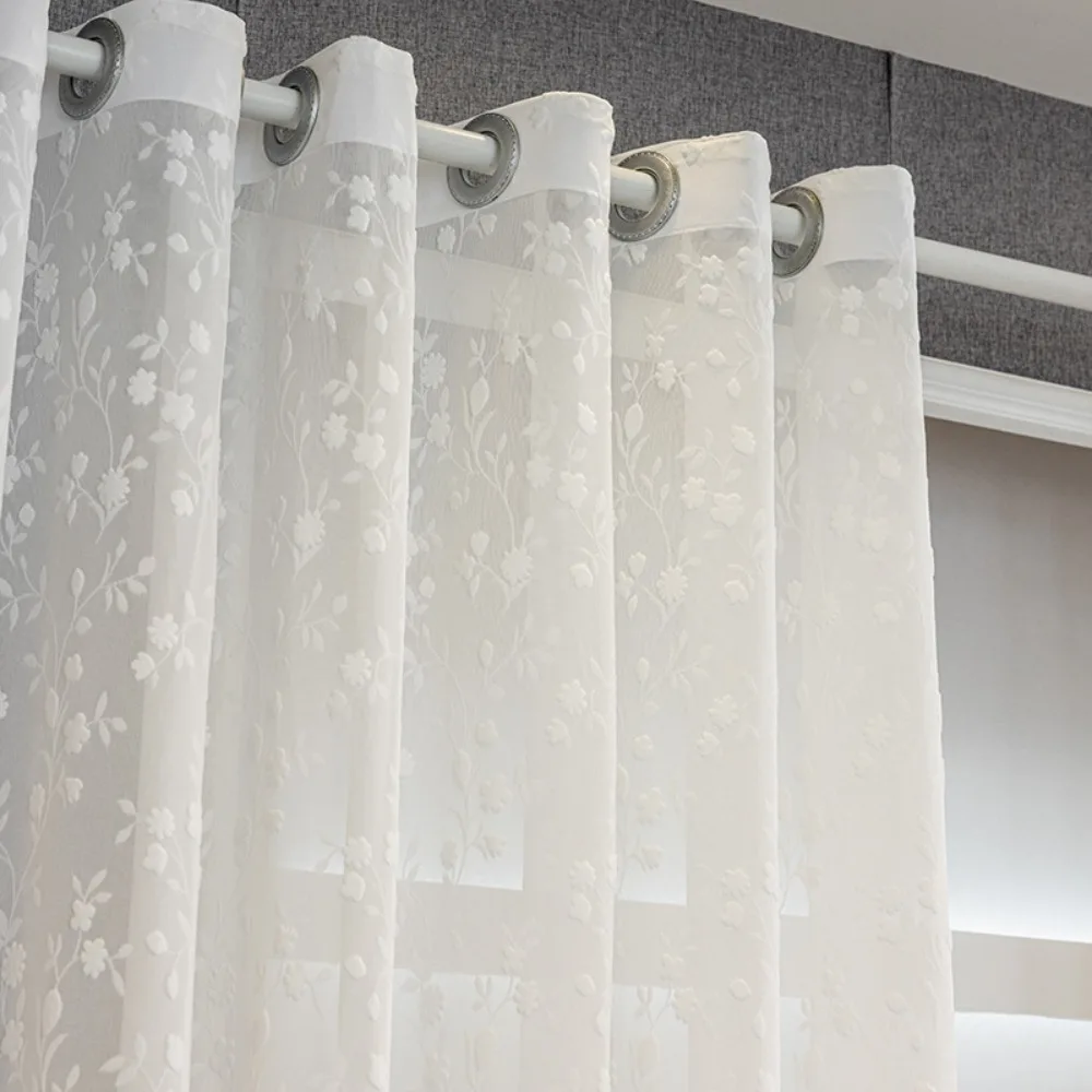 

2026 Lace Sheer Voile Curtains for Living Room Tulle Curtain for Kitchen Rideaux Voilage Home Screen Divider Decoration Wedding