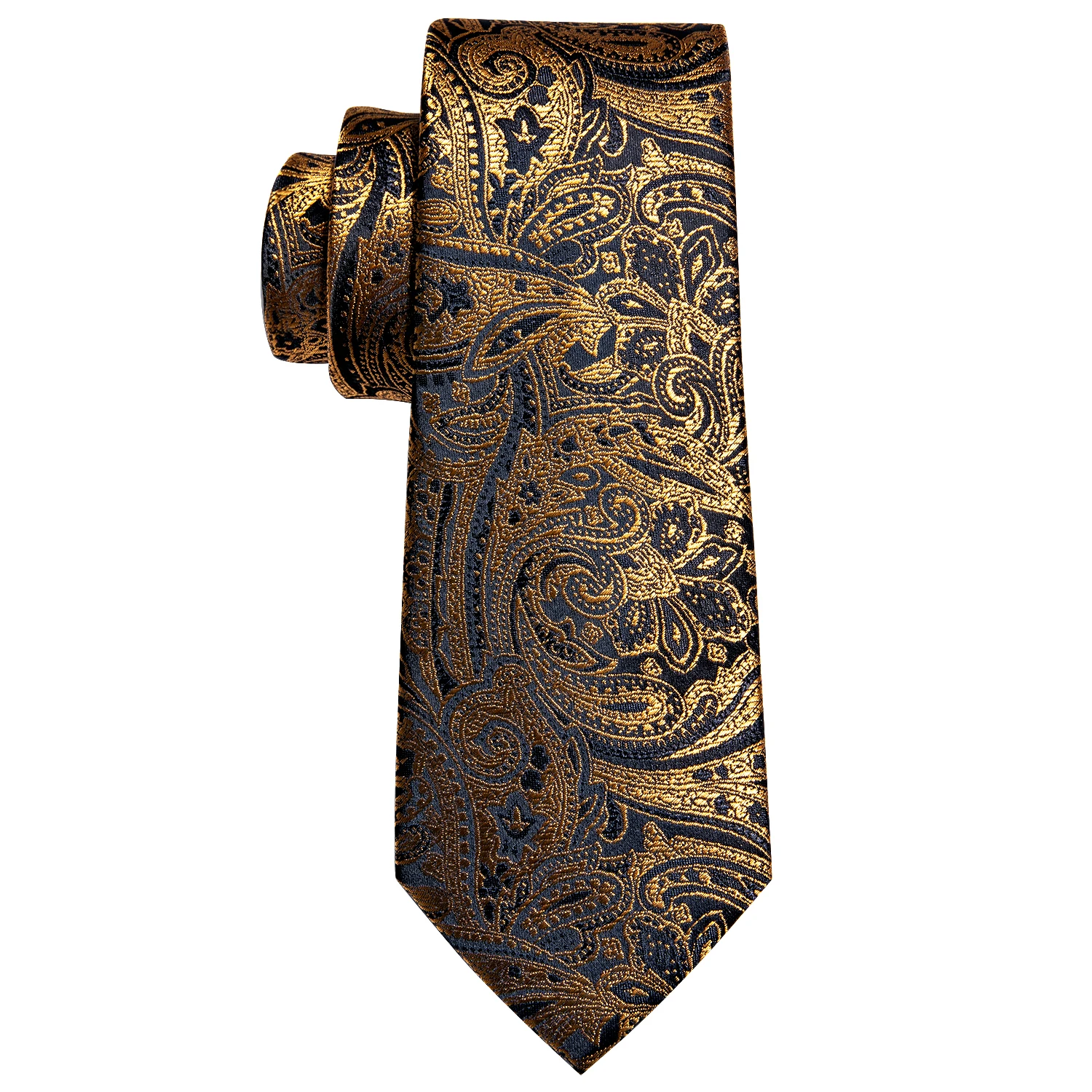 Corbata de diseñador para hombre, corbata de Jacquard, conjunto de gemelos cuadrados de bolsillo, Floral negro dorado para hombre, regalo de fiesta de negocios de boda