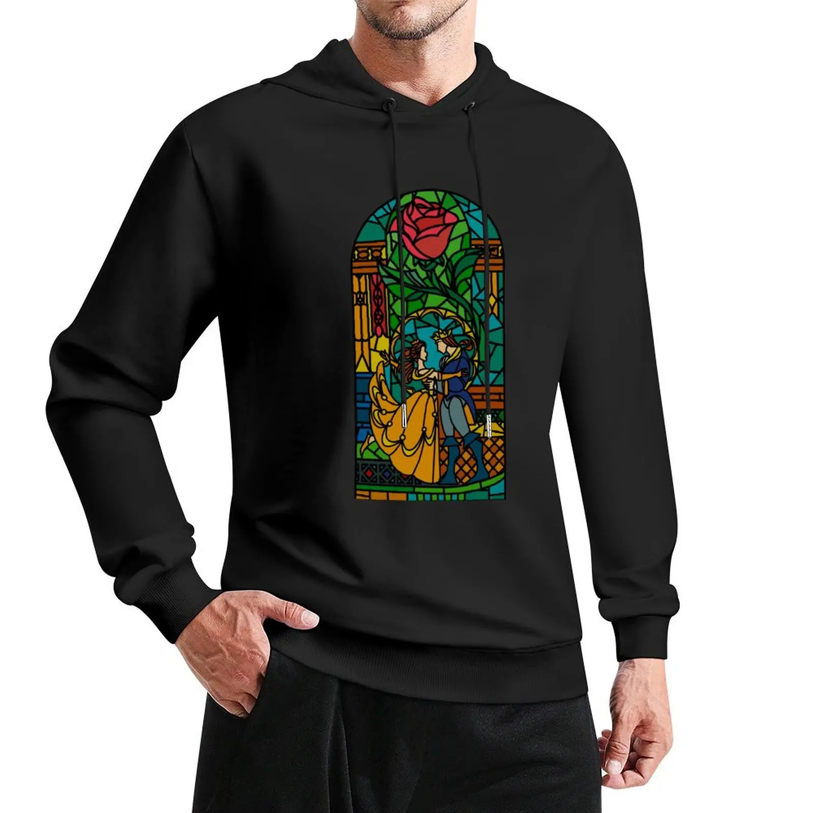 

Beautiful and Beastly Stained Glass Window Pullover Hoodie winter clothes new in hoodies