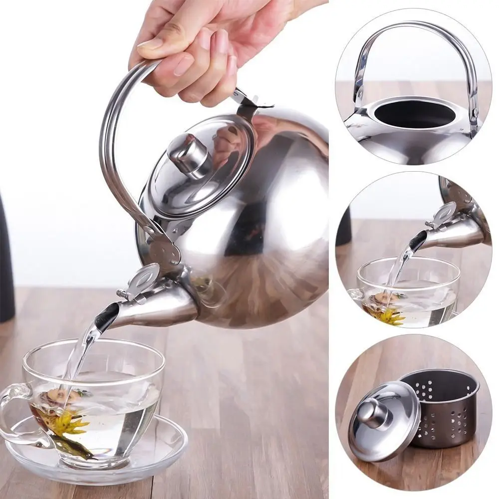 Stainless Steel Water Kettles with Infuser Filter Cookware Oolong Tea Jug Tea Coffee Tools Large Capacity TeaKettle Home Office