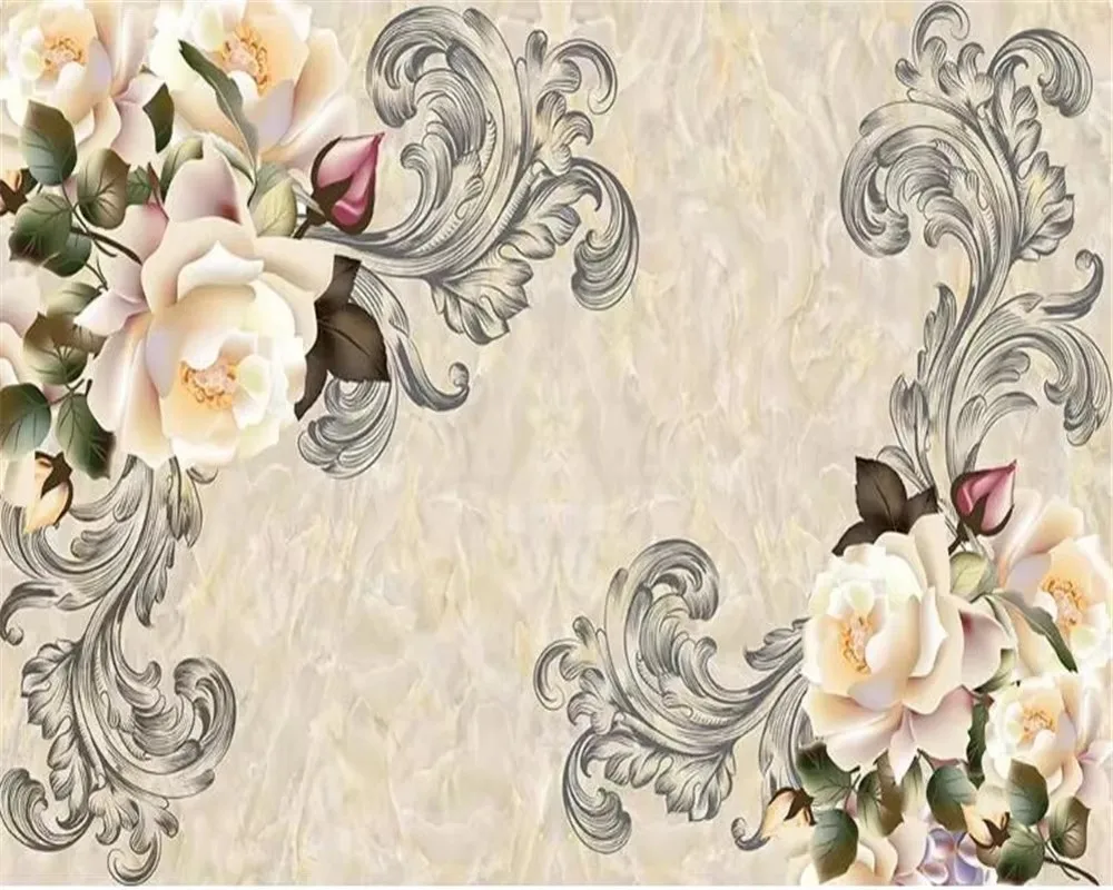 Customized wallpaper purple calla lily HD marble embossed soft bag jewelry background wall papel de parede 3d wallpaper