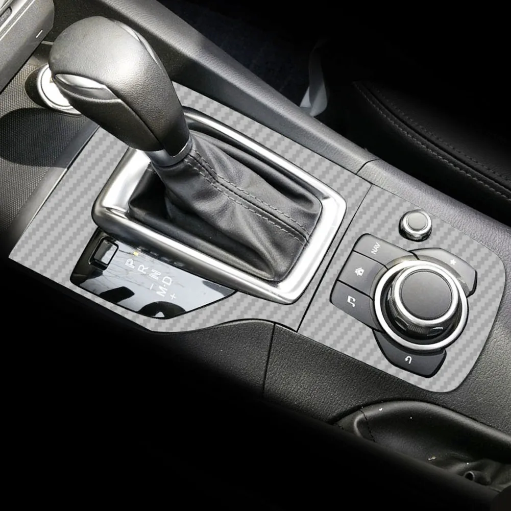 والعتاد رئيس التحول المقبض غطاء لوحة ملصق سيارة الداخلية ألياف الكربون ملصقات الكسوة صالح لمازدا 3 Axela 2014 2015 - 2019 AT